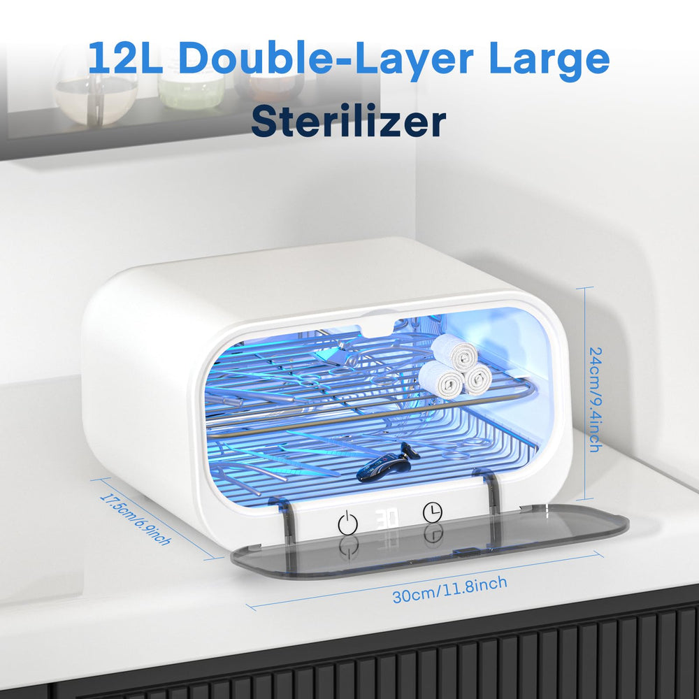 Yofuly 12L sterilizer interior rack enables organized, space-saving tool cleaning.
