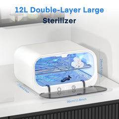 Yofuly 12L sterilizer interior rack enables organized, space-saving tool cleaning.