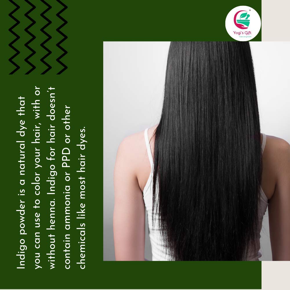 Yogi's Gift Indigo powder application hair—smooth application for dark-hair coloring.