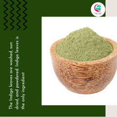Yogi's Gift Indigo powder texture—raw granules designed for easy mixing.