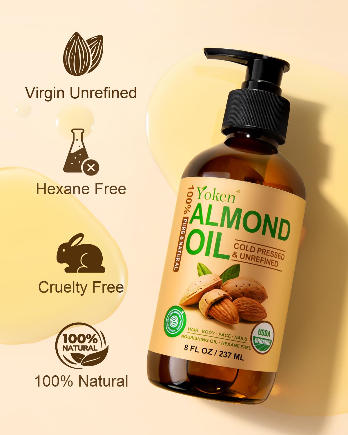 Yoken almond oil diy-blends epitomizes versatile carrier oil for custom skincare recipes.