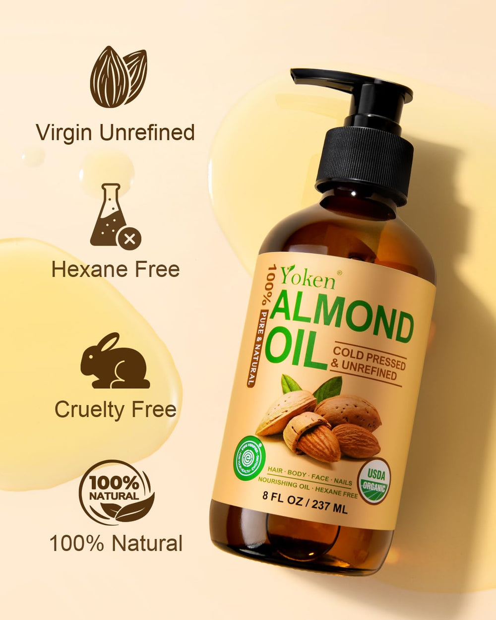 Yoken almond oil diy-blends epitomizes versatile carrier oil for custom skincare recipes.