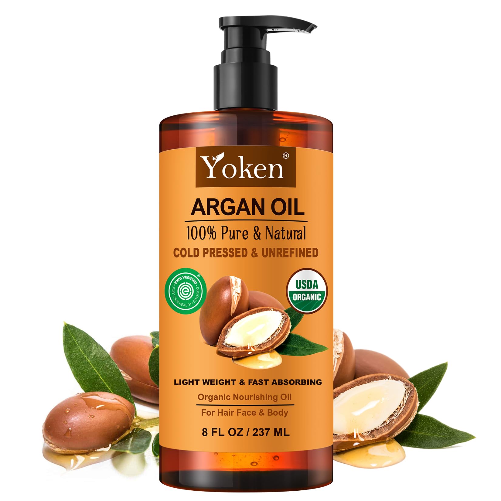 Yoken Argan Oil packaging emphasizes pure, unrefined natural oil.