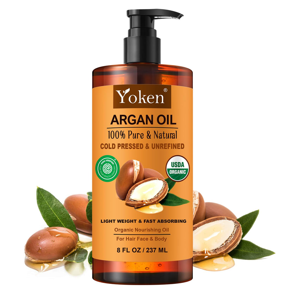 Yoken Argan Oil packaging emphasizes pure, unrefined natural oil.