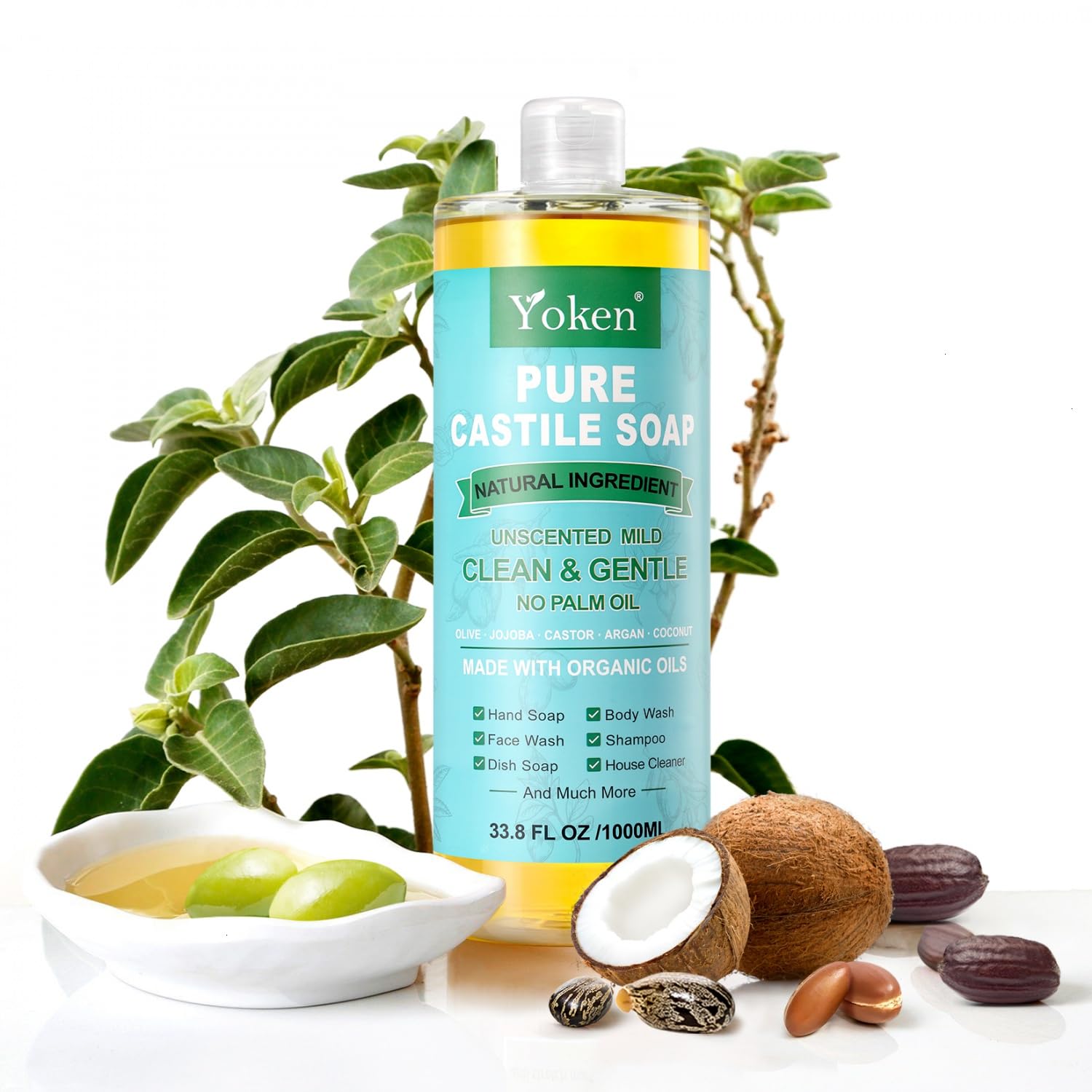 Yoken Castile Soap dish-wash use showcases versatile cleaning.