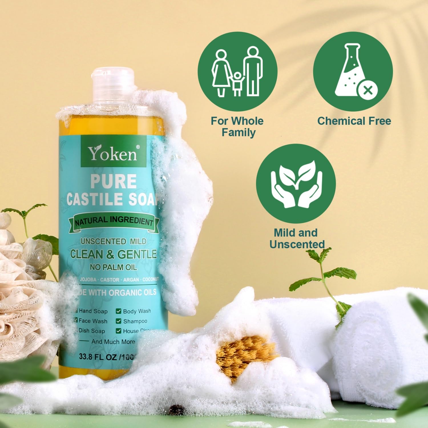 Yoken Castile Soap veggie wash keeps produce clean without residue.