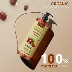 Yoken Jojoba Oil bottle used on face demonstrates gentle hydration