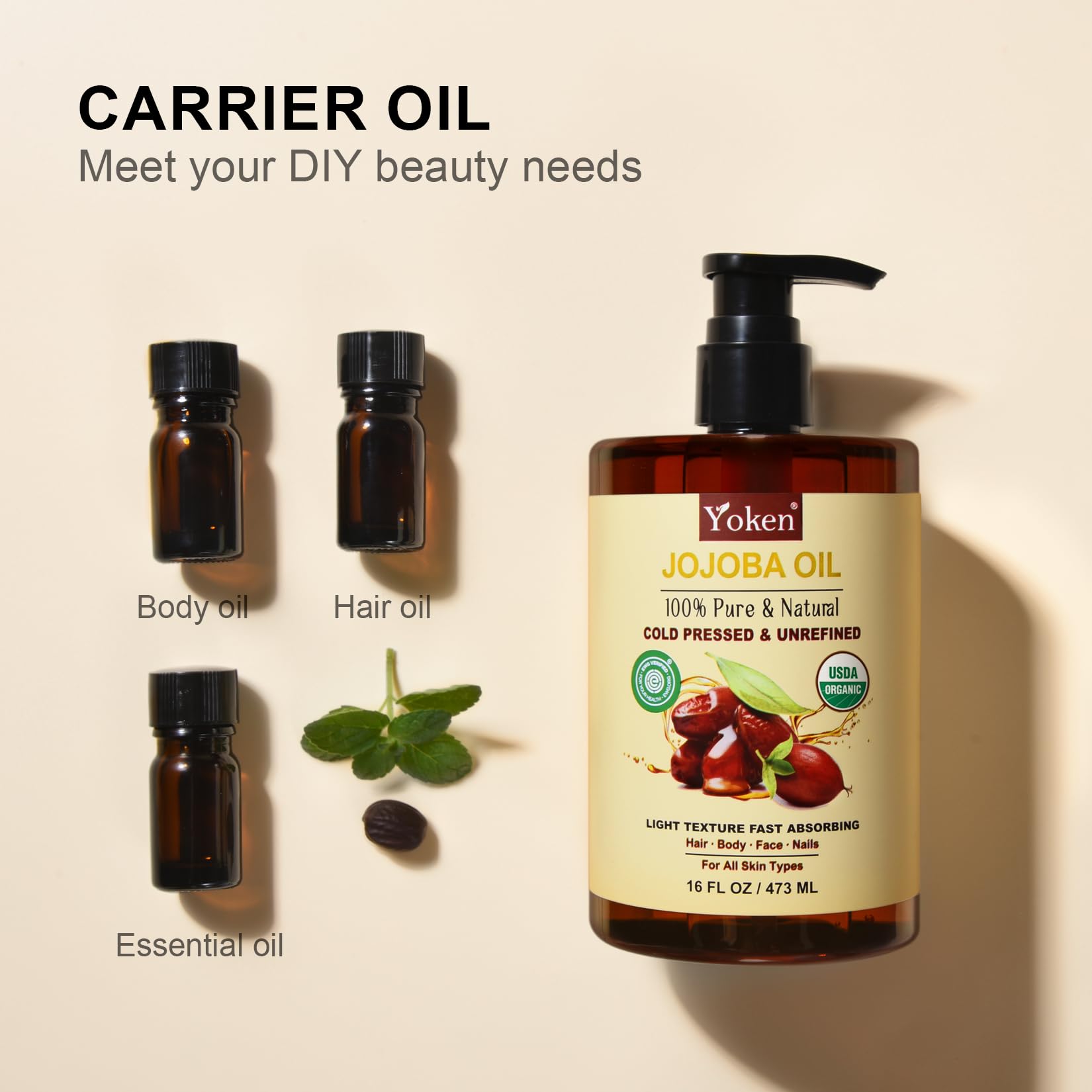 Yoken jojoba oil as face oil – ideal daily hydration.