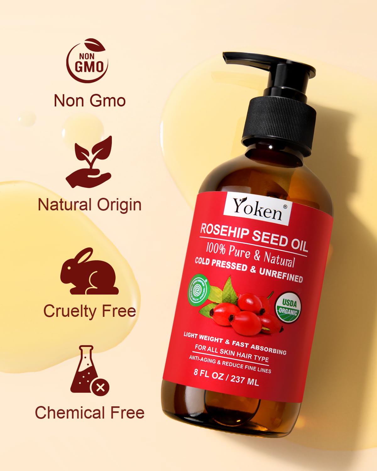 Yoken rosehip seed oil used in DIY blends for skincare rituals