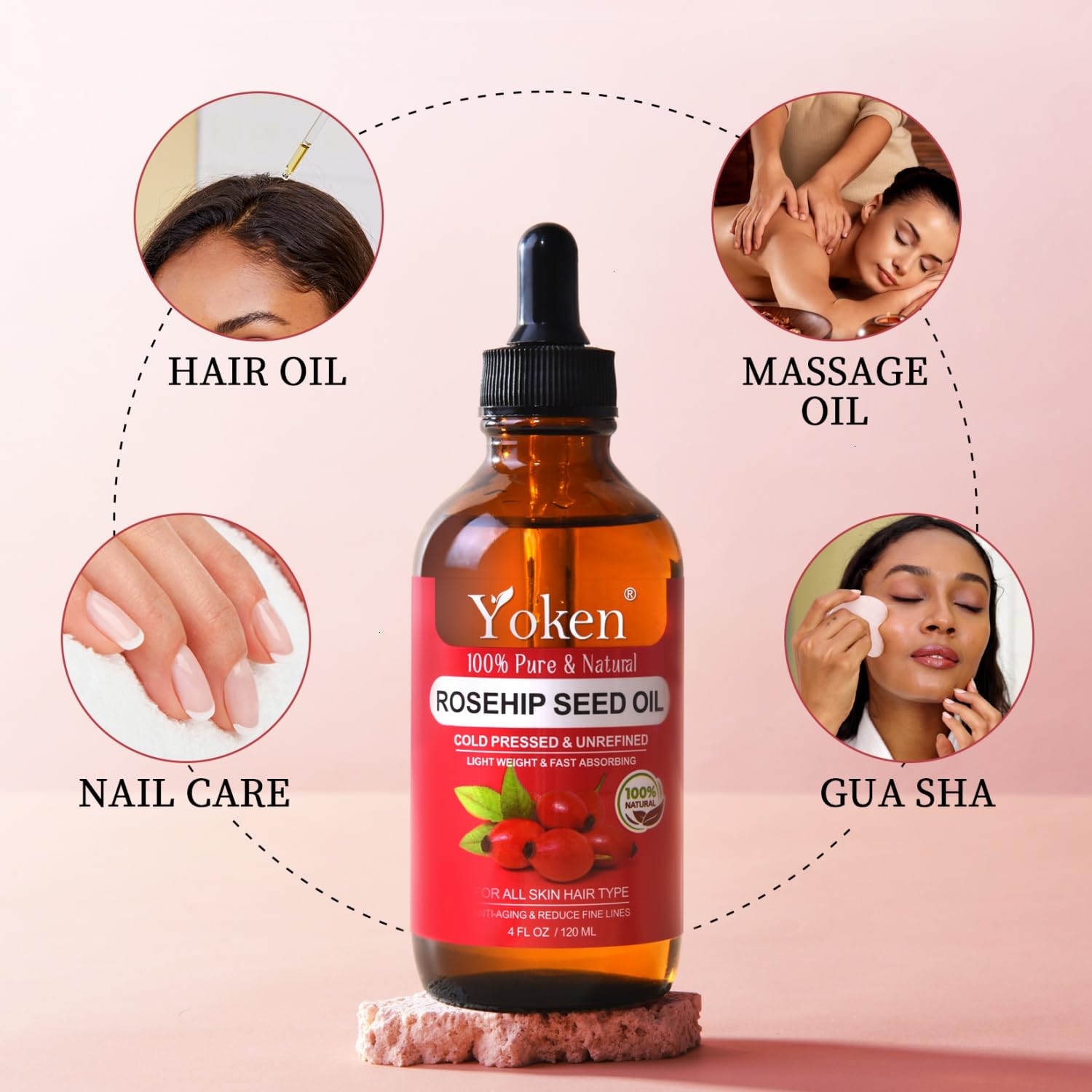 Yoken Rosehip Seed Oil fast absorption on skin supports quick daily routine