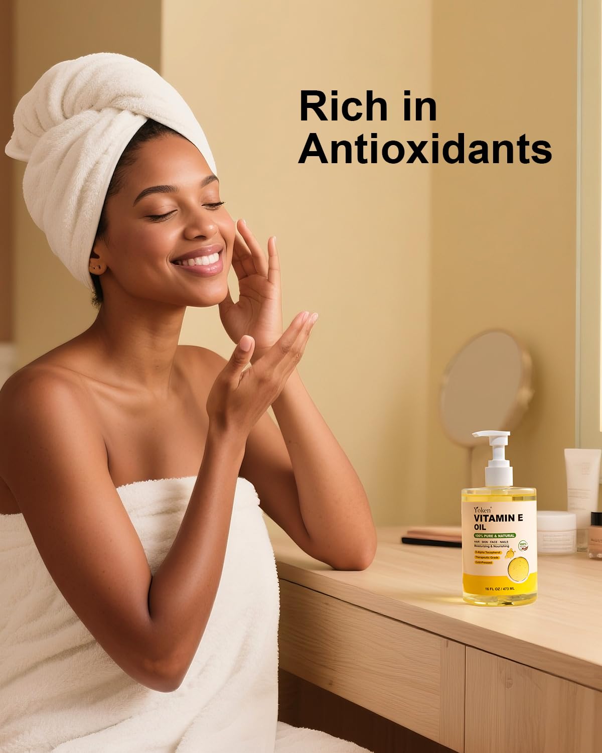 Yoken Vitamin E Oil face-skin hydration closeup for daily care