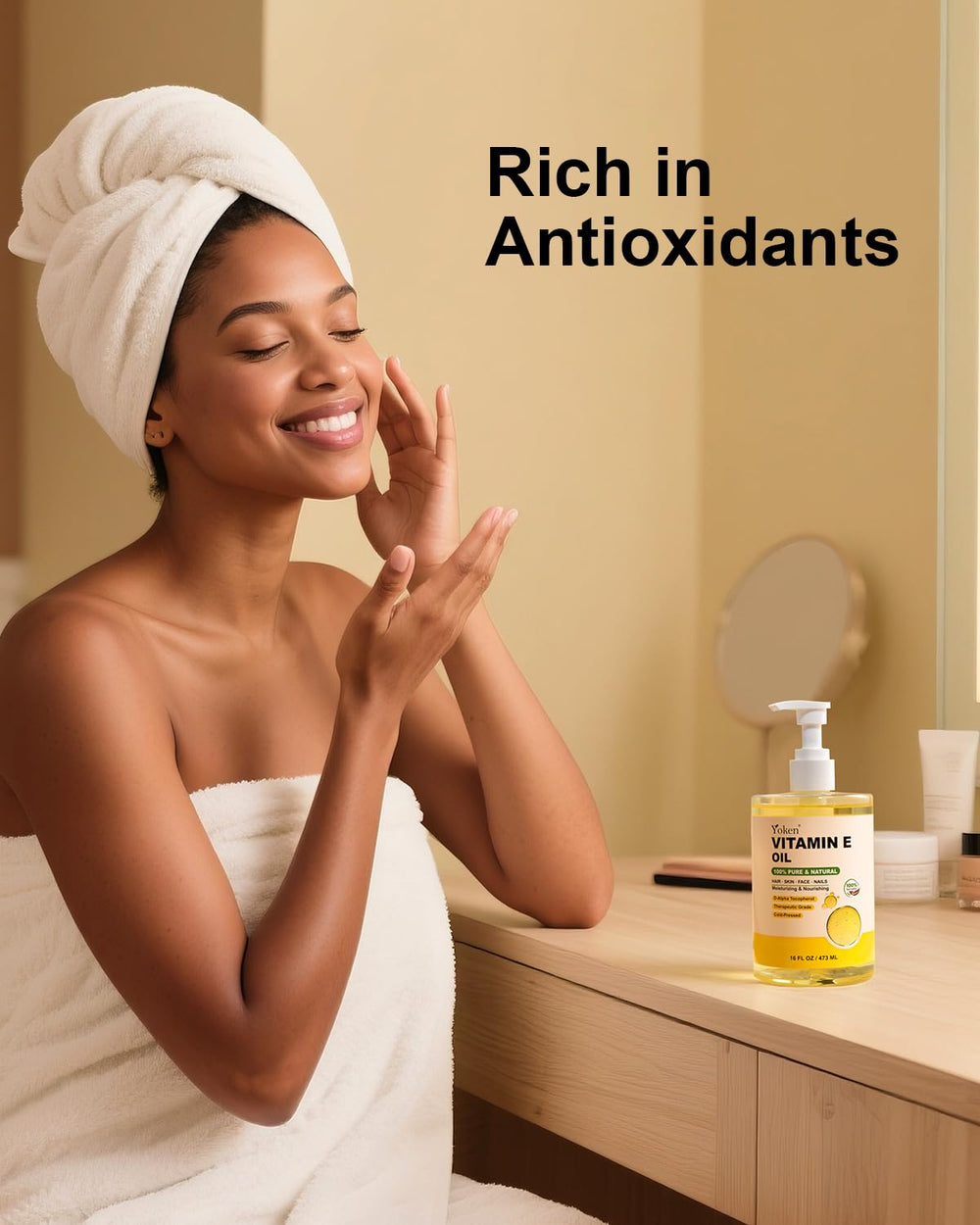 Yoken Vitamin E Oil face-skin hydration closeup for daily care