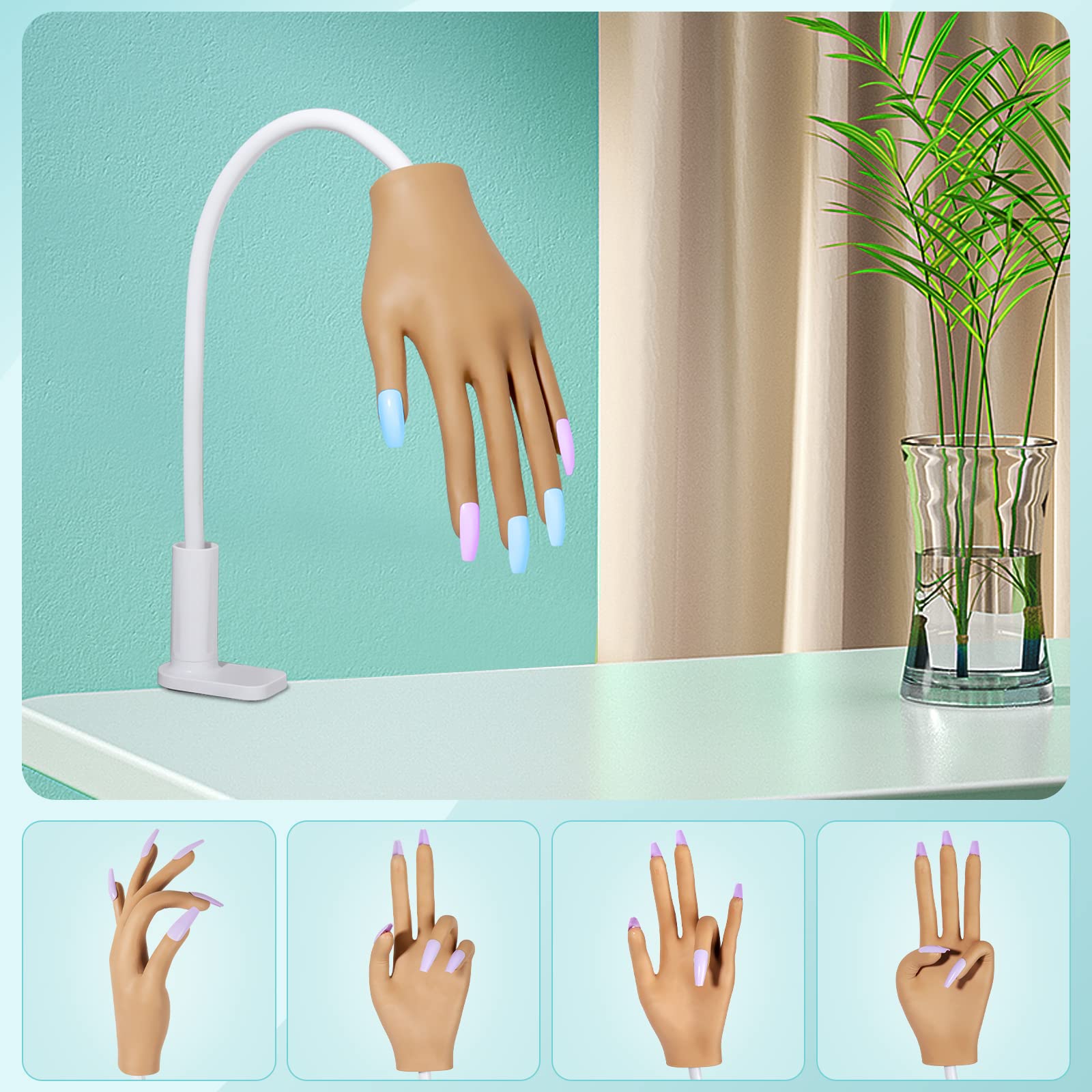 Yokilly practice-hand includes 200 nail tips for extended training sessions.