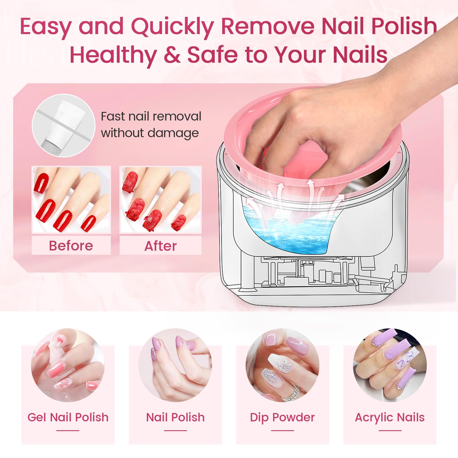 Yokilly heated nail bowl with temperature control protects hands from heat.