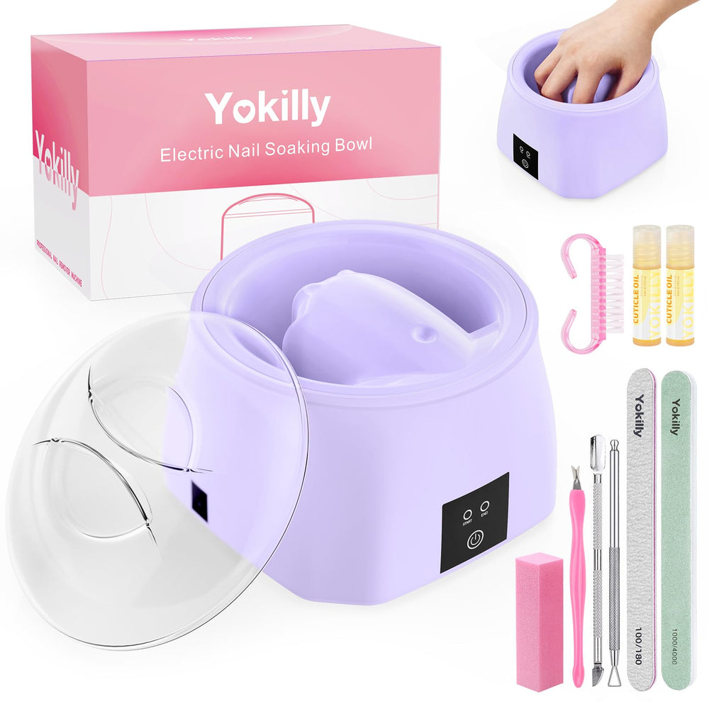 Yokilly heated nail soaking bowl with ergonomic five-finger grooves for comfortable at-home nail care.