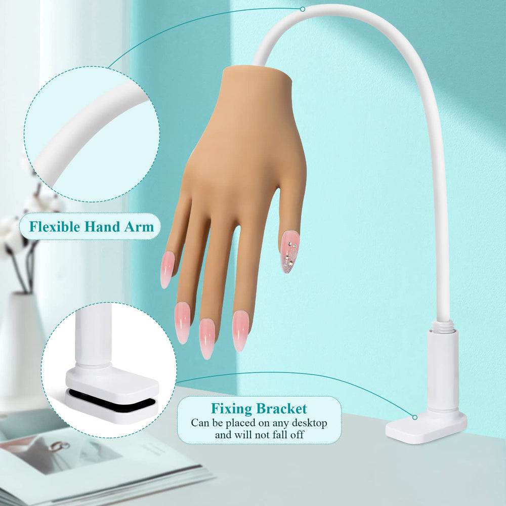 Yokilly flexible long arm allows varied angles for precise nail art practice.