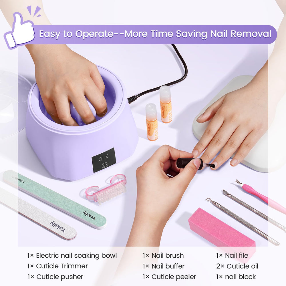 Yokilly glossy purple finish nail soak bowl adds style to a home salon.