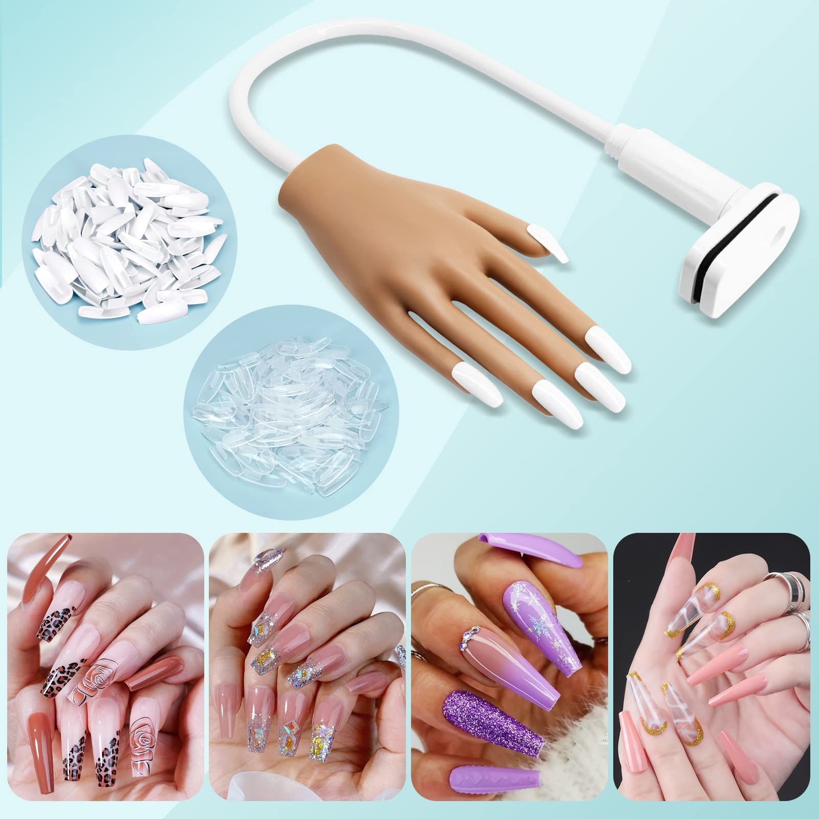 Yokilly nail tips included enable immediate repeated practice without replacements.