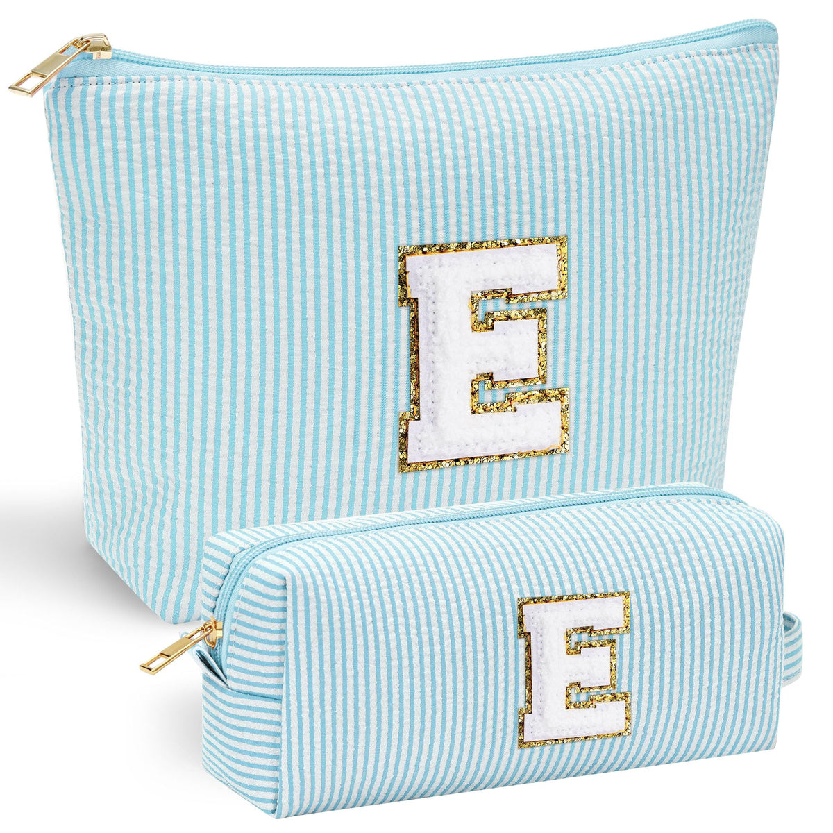 YOOLIFE initial makeup bag with chenille-front letter for durable personalization.