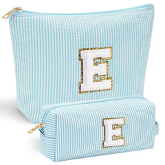YOOLIFE initial makeup bag with chenille-front letter for durable personalization.