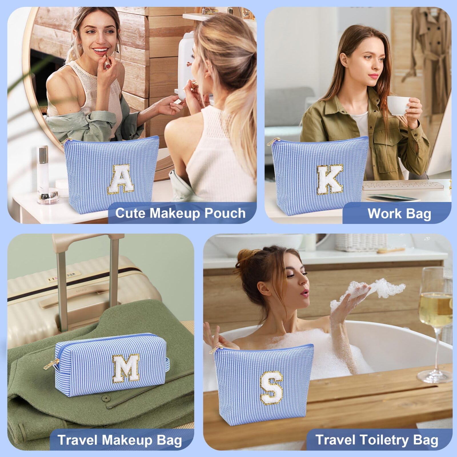 YOOLIFE Preppy Makeup Bag dimensions 11.02 x 3.35 x 7.48 inches for travel