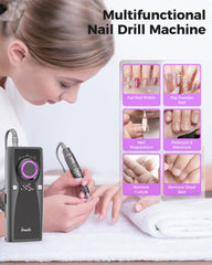 Yomanta nail drill kit with 12 bits for versatile gel and acrylic nail care.