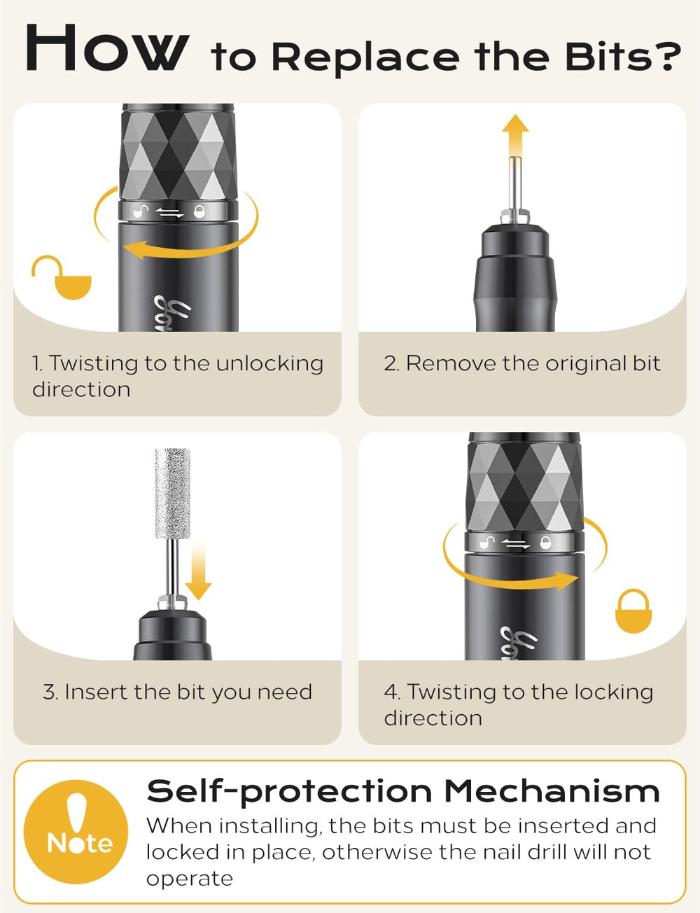 Yomanta portable nail drill with large 4000mAh battery for all-day sessions.
