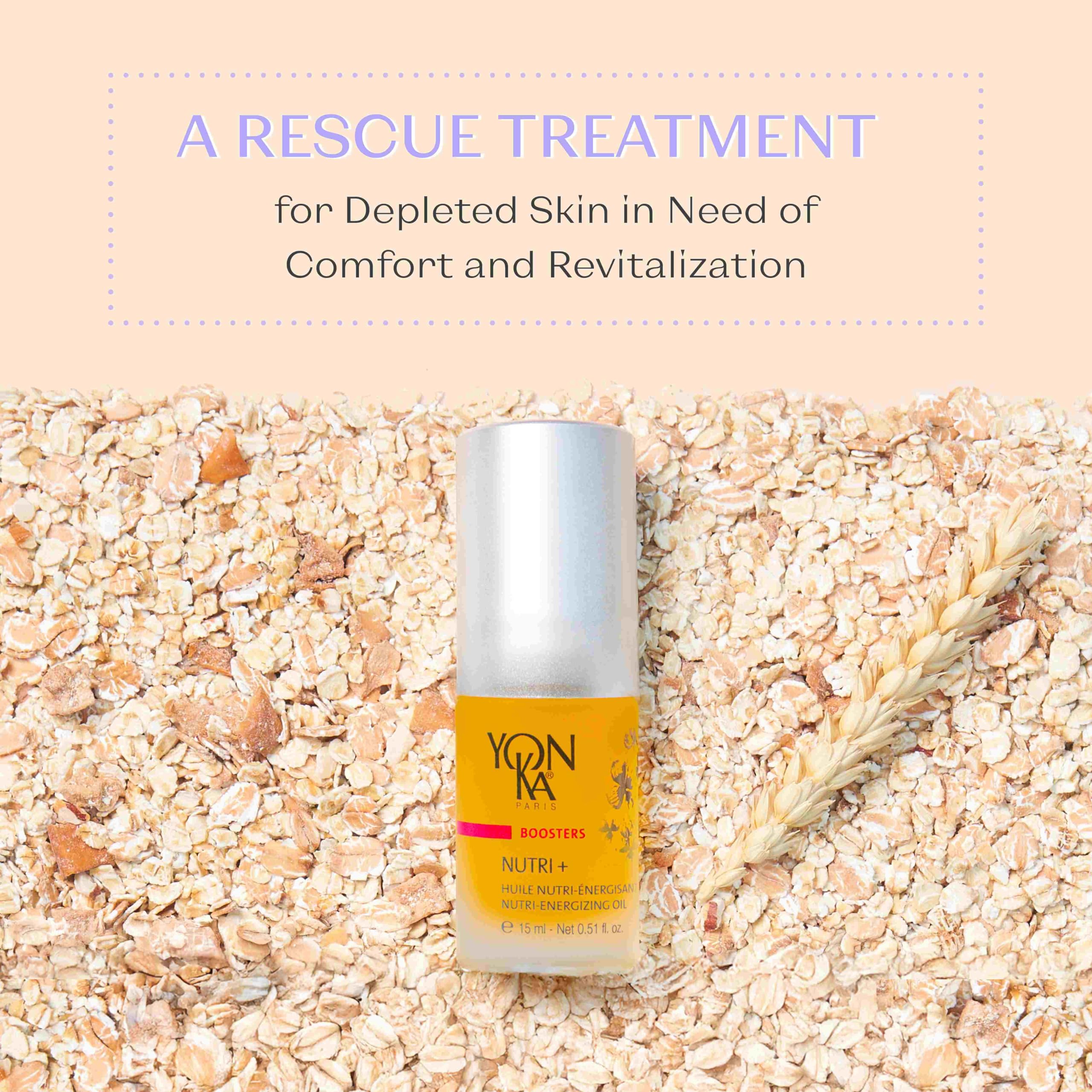 Drops of Yon-Ka Nutri+ on fingertip ready to nourish dry skin