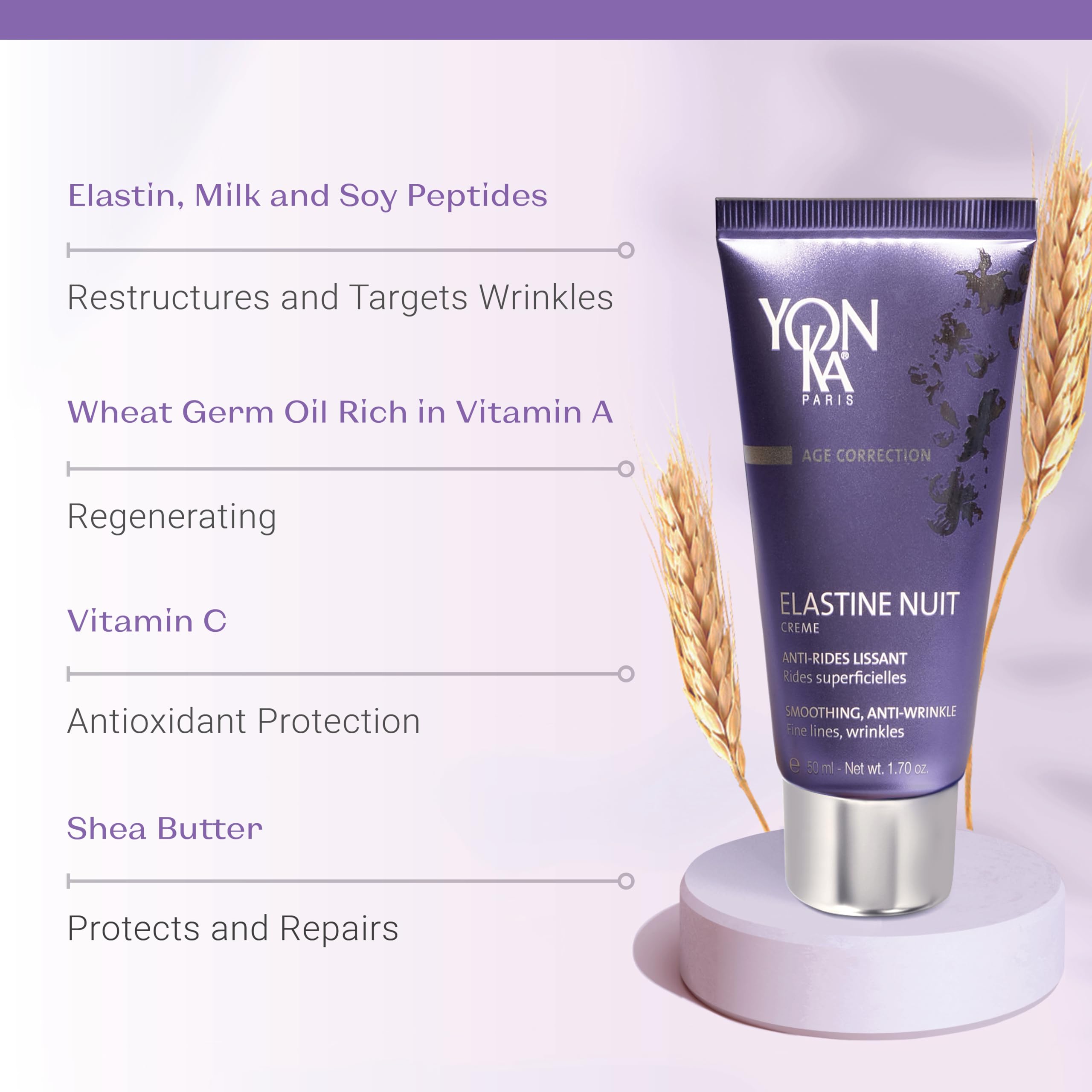 Yonka Elastine Nuit bottle part of your nightly skincare routine.