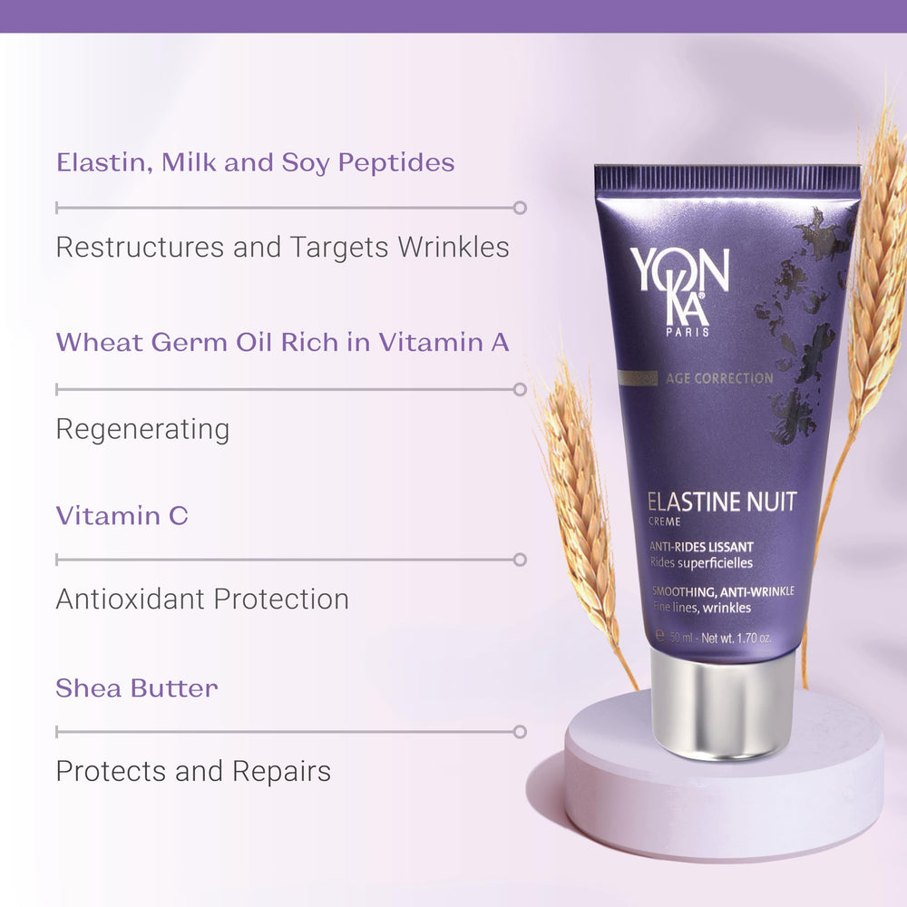 Yonka Elastine Nuit bottle part of your nightly skincare routine.