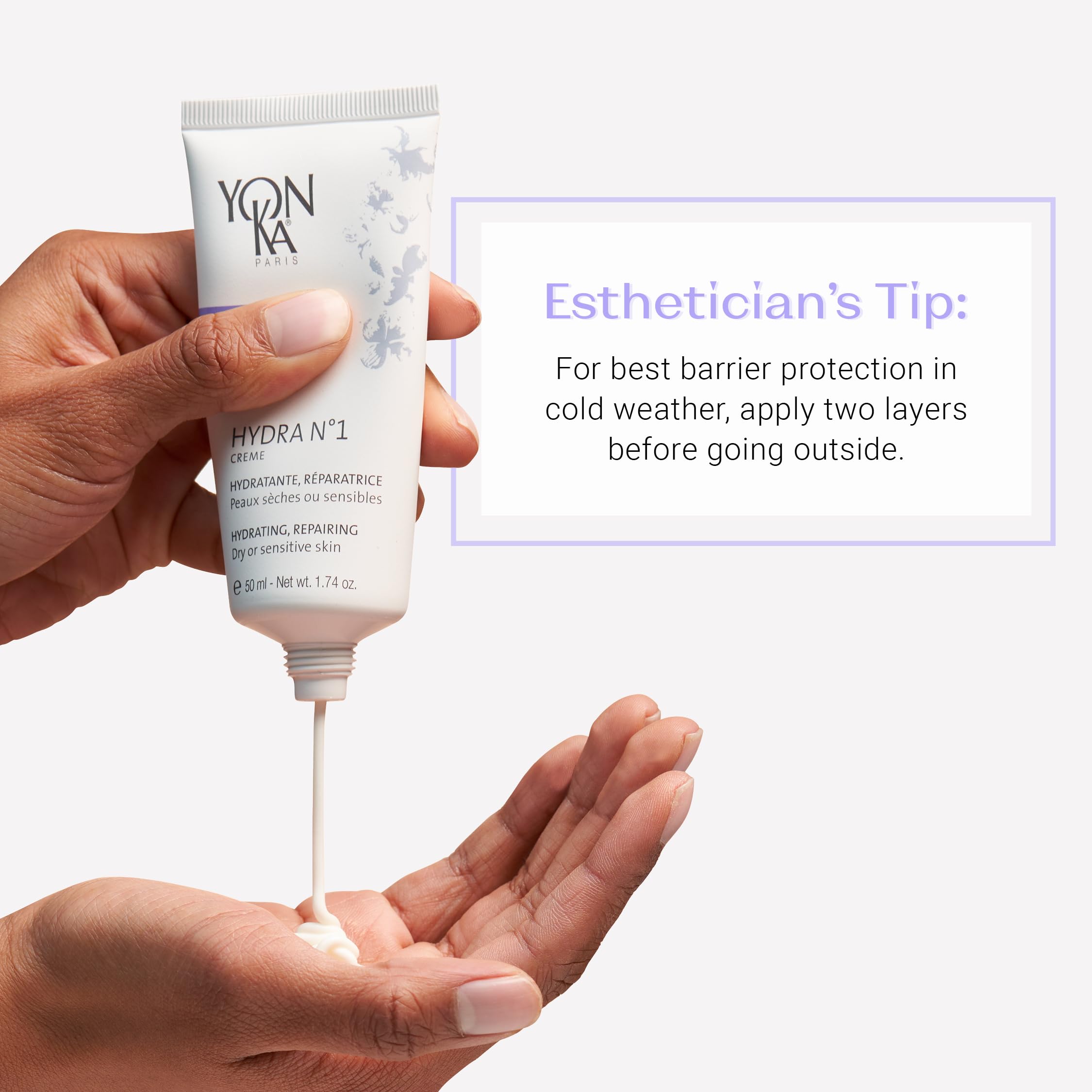 Yon-Ka Hydra No.1 Cream jar to skin transition reveals dewy finish