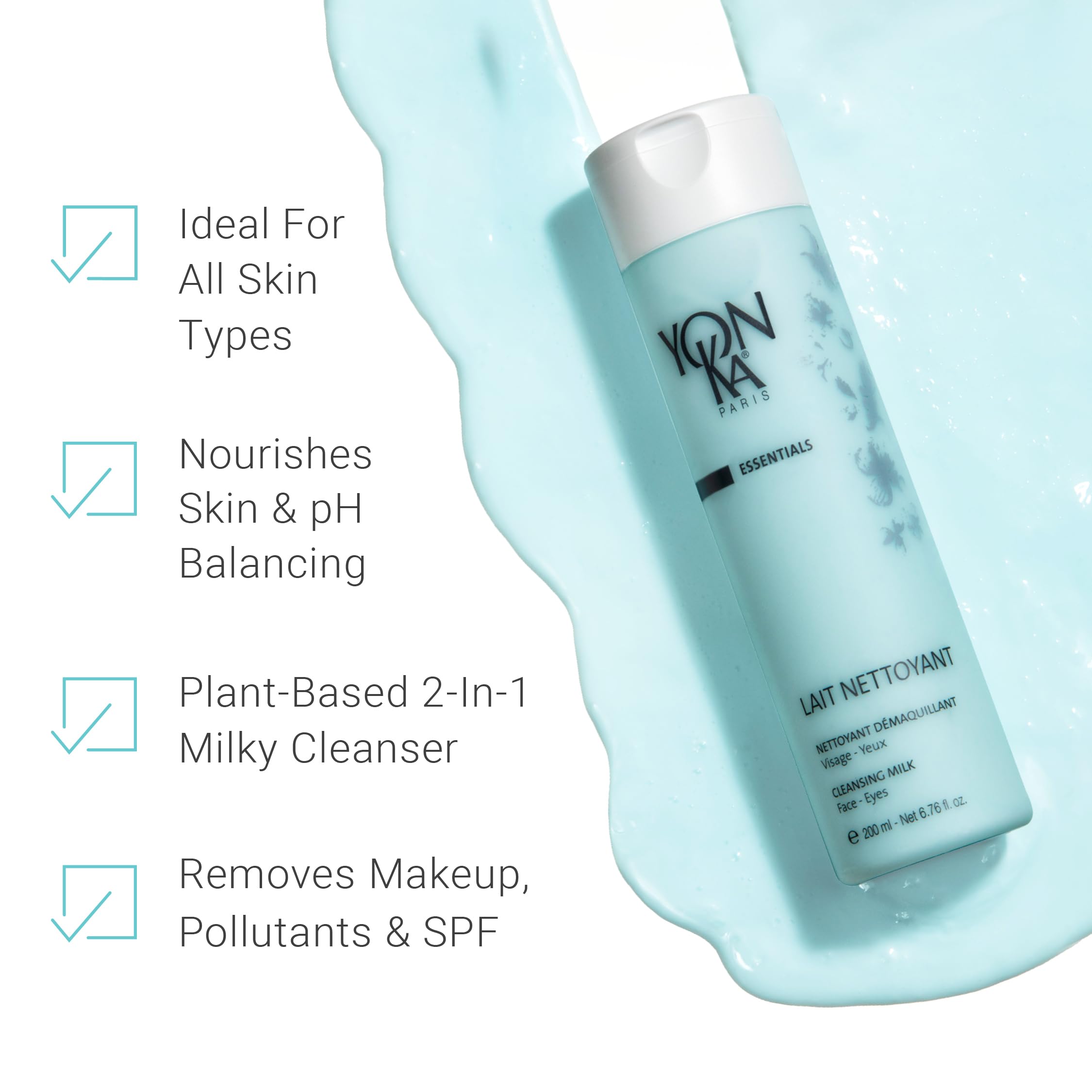 Yonka Lait Nettoyant apply-morning-evening demonstrates convenient daily cleansing ritual