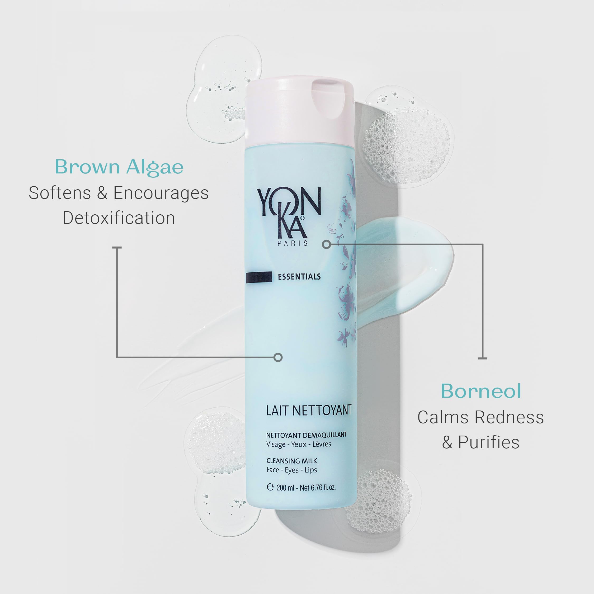 Yonka Lait Nettoyant eye-lips remover with damp cotton for delicate makeup removal
