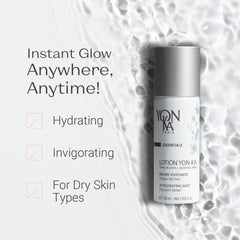 Yon-Ka Lotion PS Toner mist application on the face for refreshing boost and pore refinement.