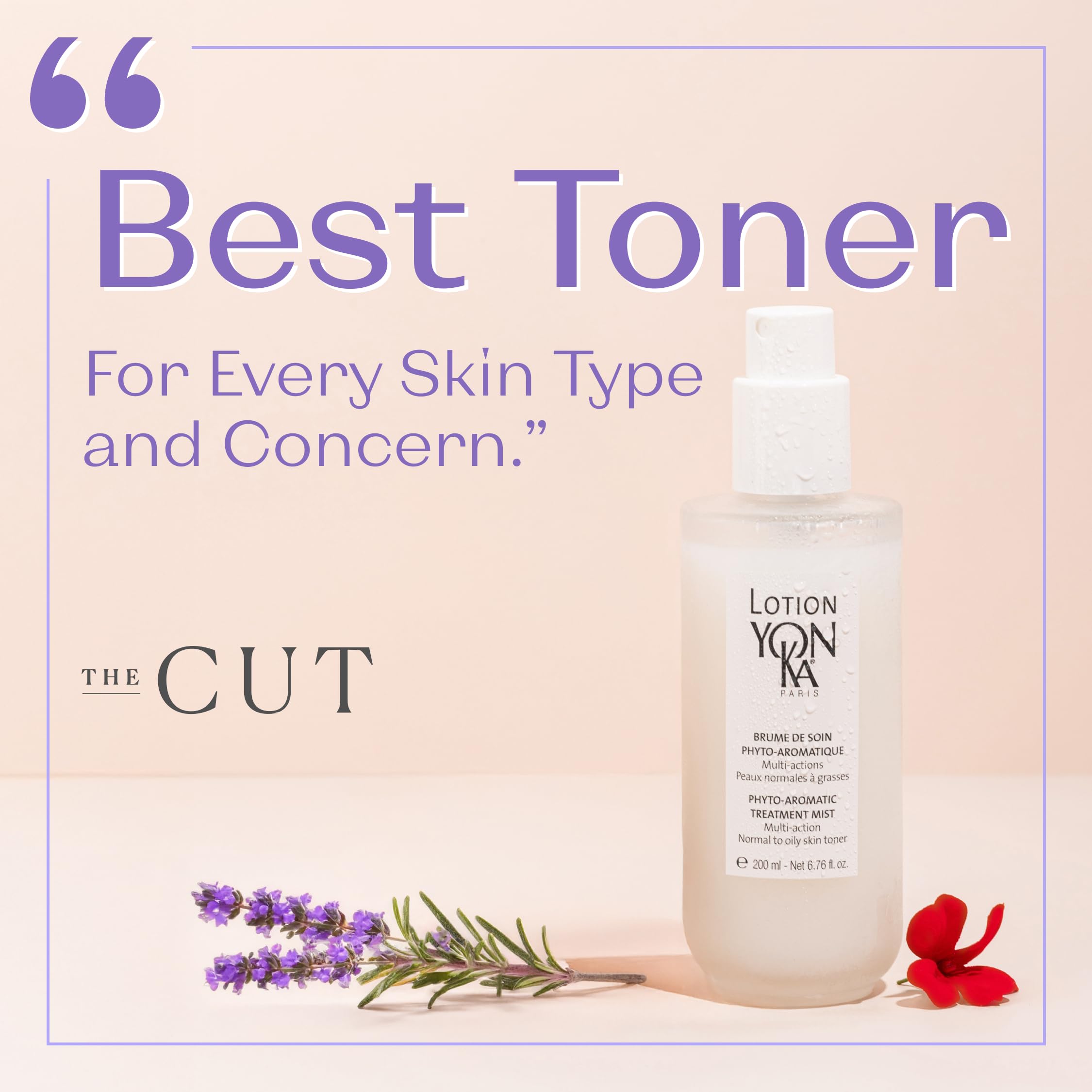 Yon-Ka PNG Lotion Toner applied to the face shows purifying, mattifying effect.