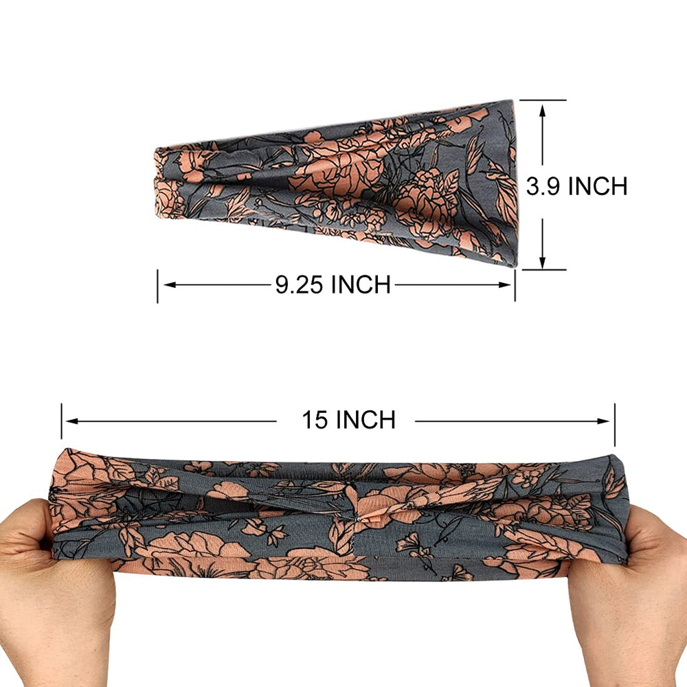 YONUF boho headband flower-pattern for sweat control during workouts