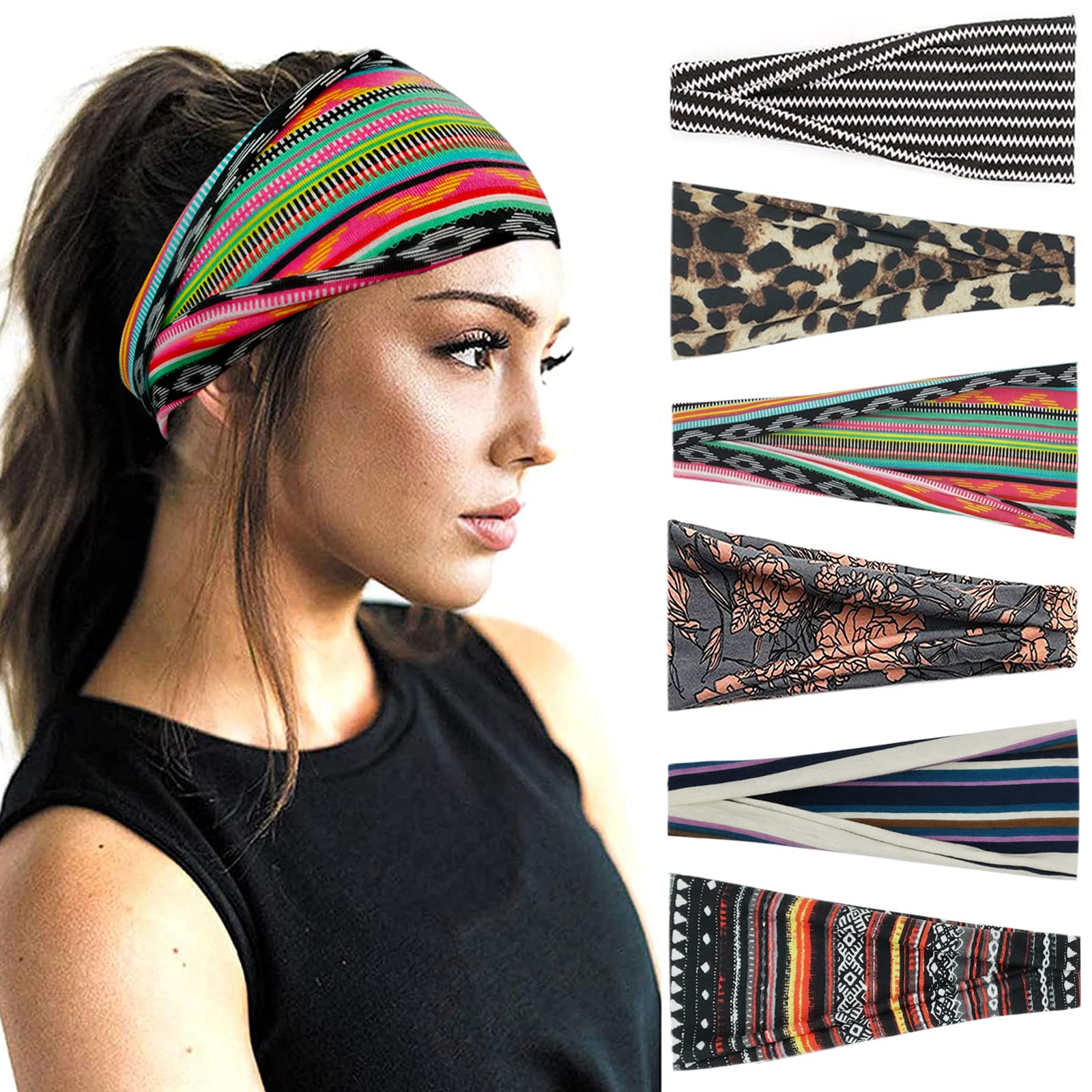 YONUF boho headbands pack of six colors for versatile outfits and workouts