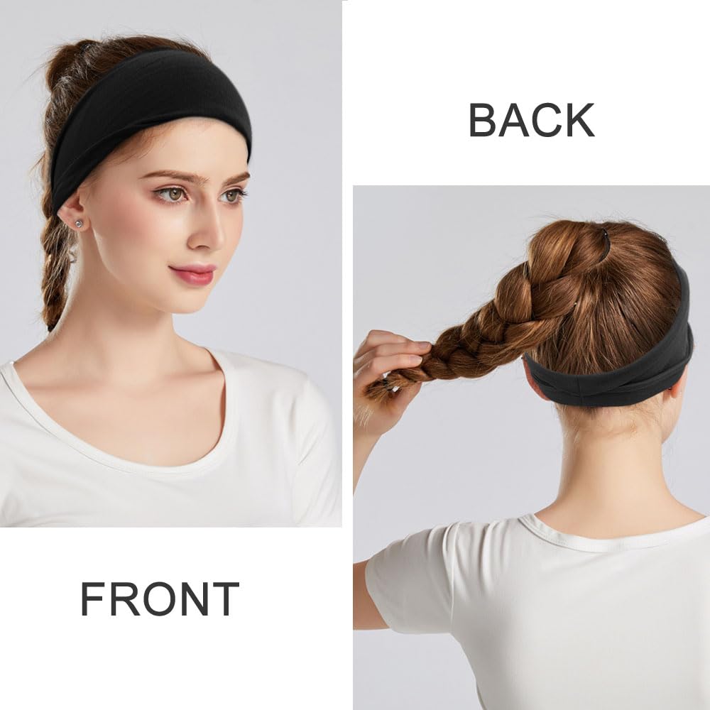 YONUF six-pack headbands in black stacked together for easy sharing.