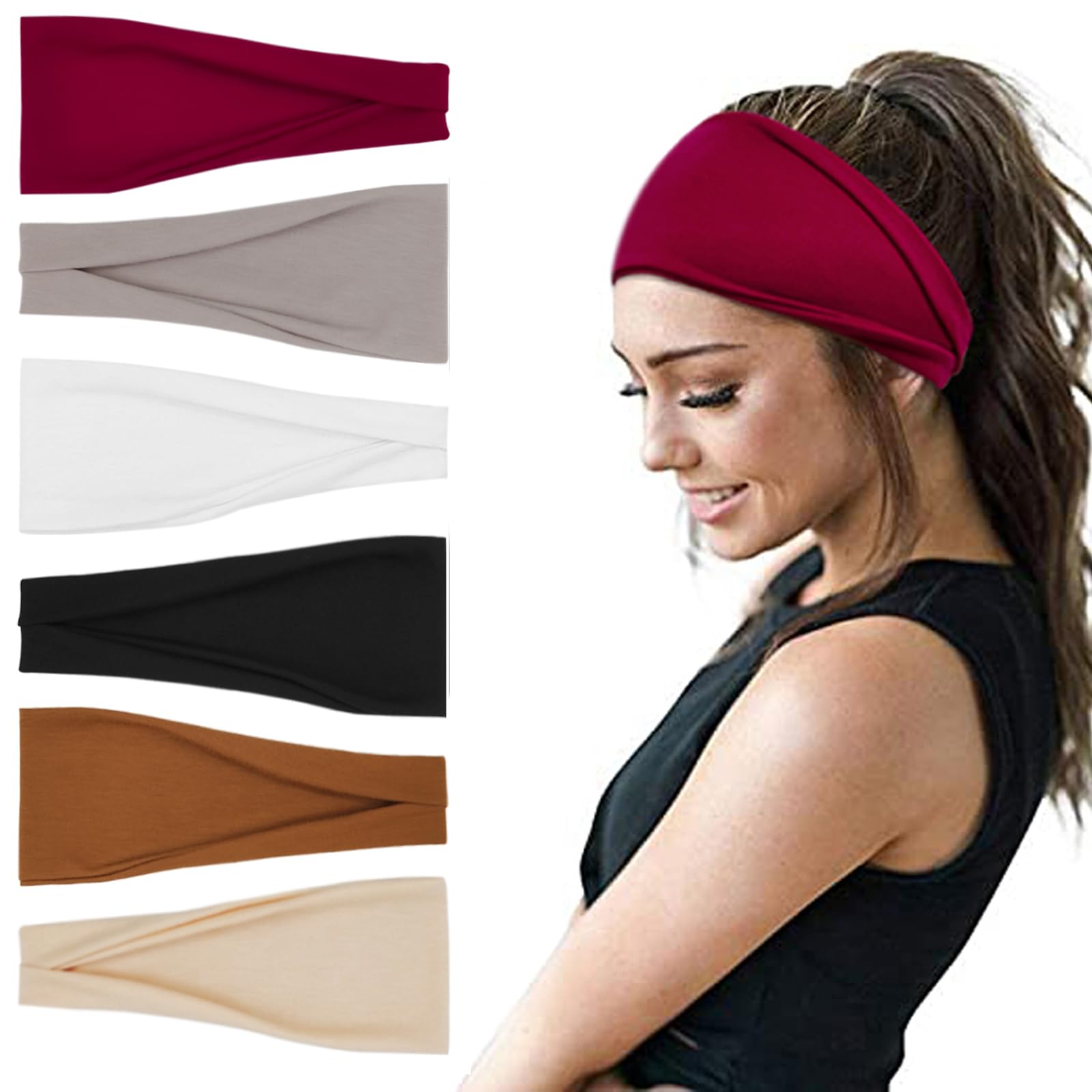 YONUF fashion headbands for women, wide headband ideal for yoga with sweat absorption.