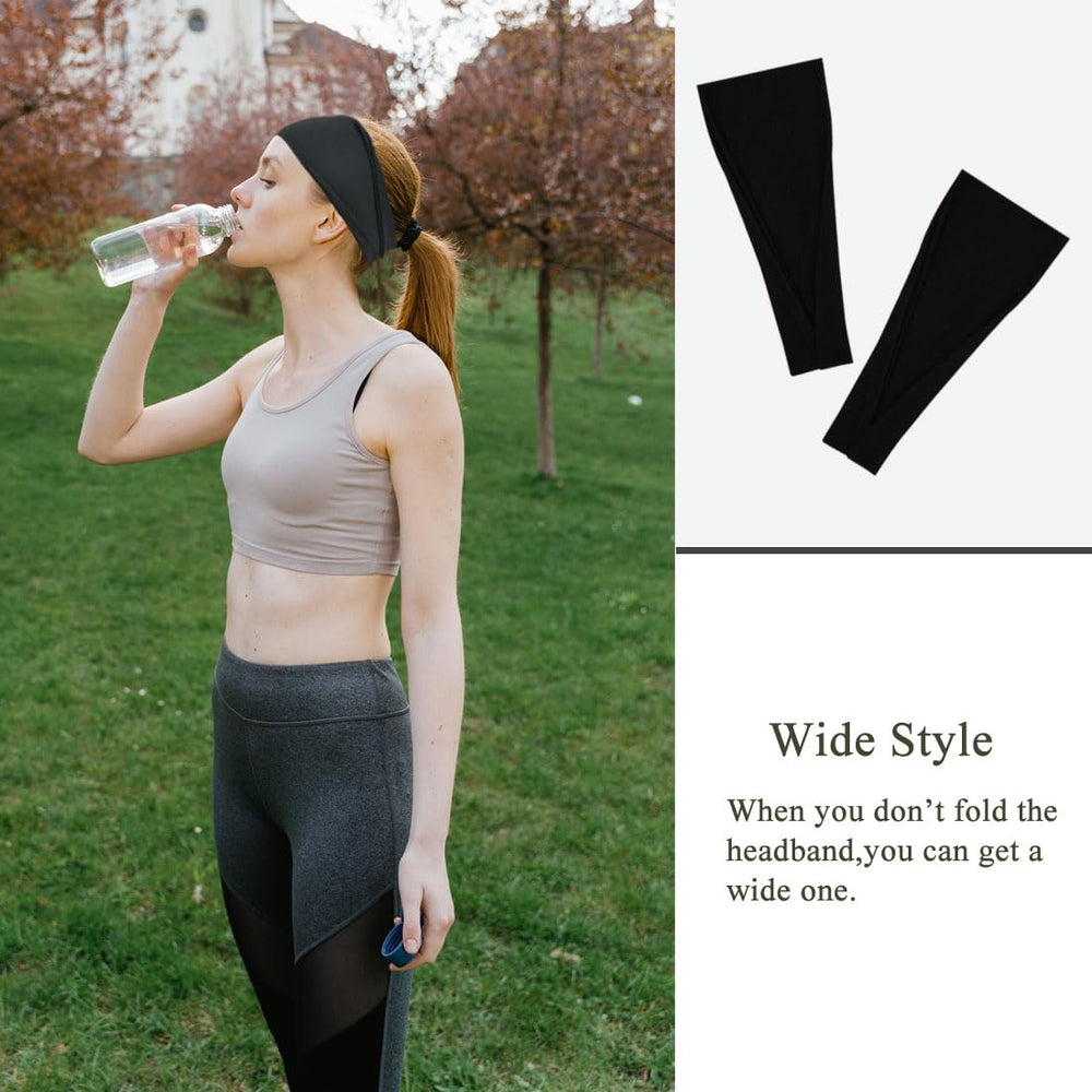 YONUF headband on model during yoga class—comfortable stretch.