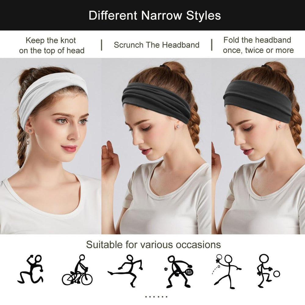 YONUF gray wide headband folded for versatile styles and secure hair control.