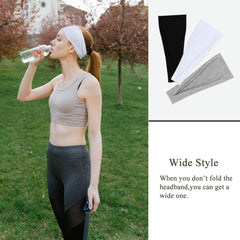 YONUF white wide headband offers comfortable stretch for yoga and daily wear.