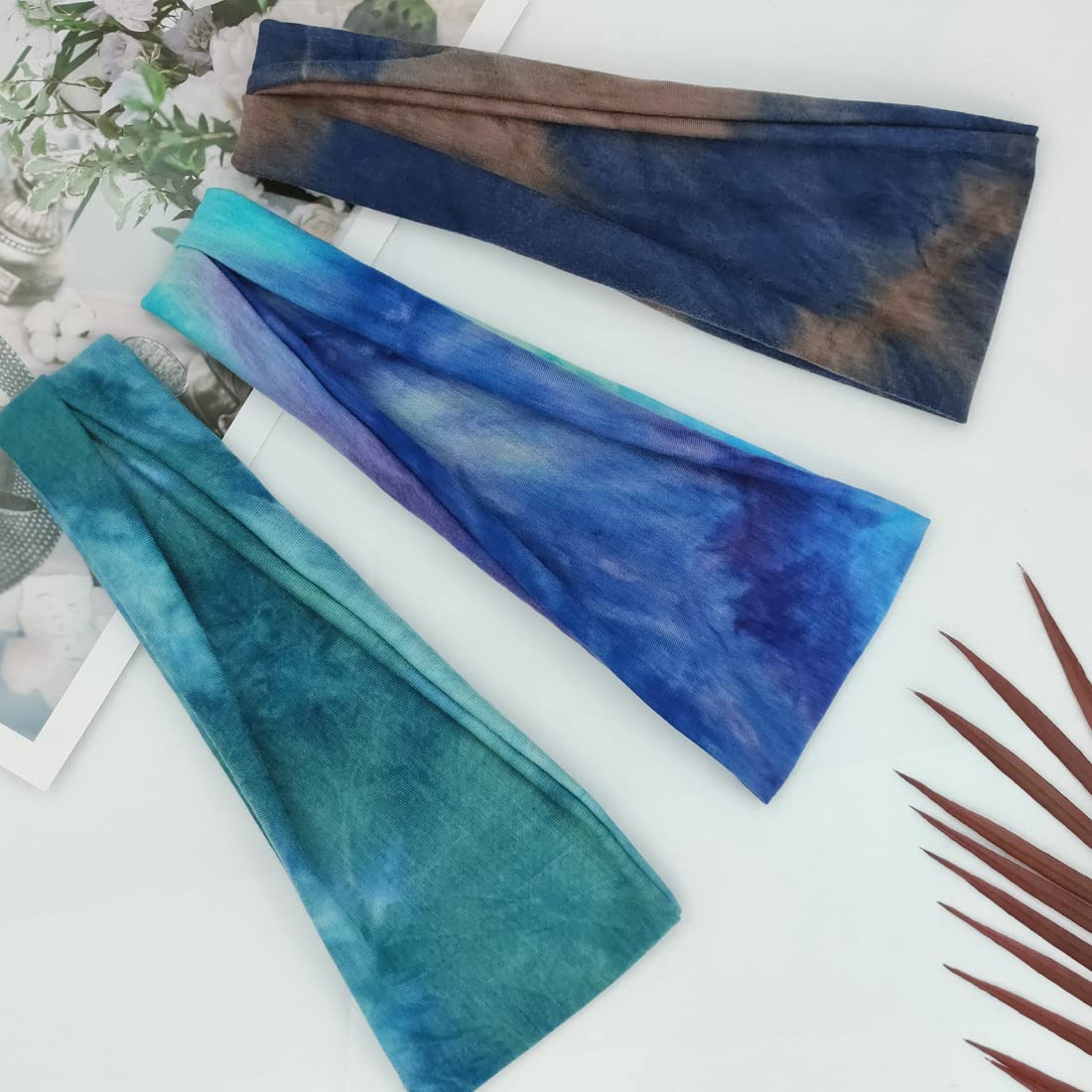 YONUF tie-dye headbands color variation matches many outfits.