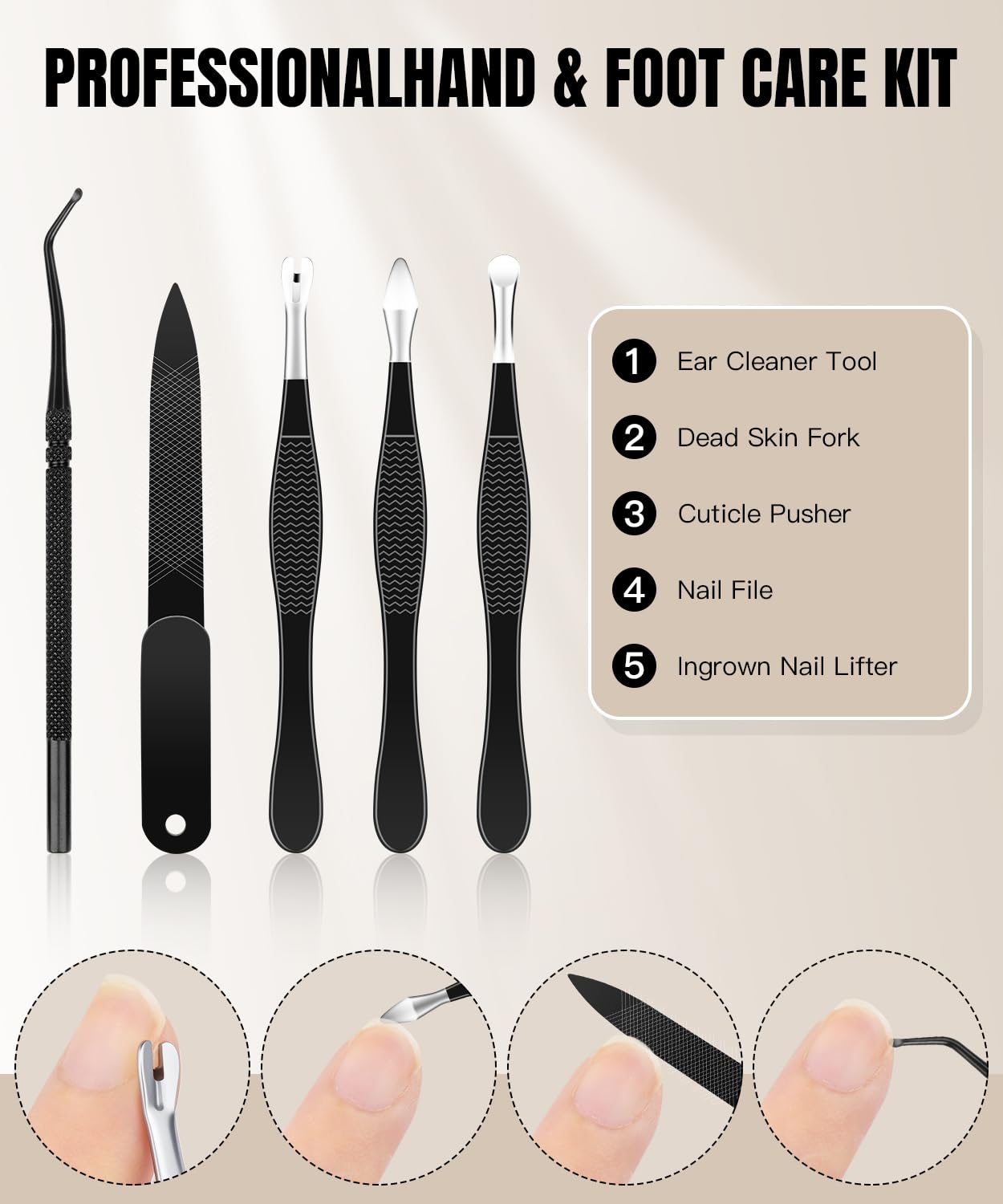 YOOGLOW 12-piece kit includes file lifter and cuticle tools for at-home care