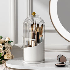 YOOLENS makeup brush holder lid with 360-degree rotating base provides easy access and dust protection.