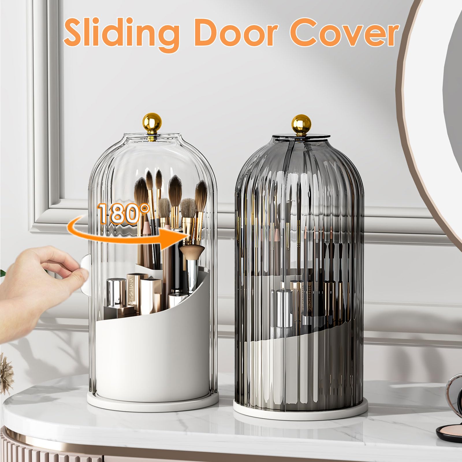 YOOLENS transparent vanity organizer helps you see brushes at a glance and stay organized.