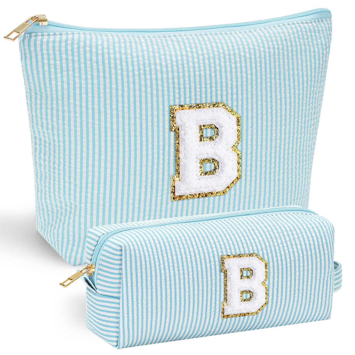 YOOLIFE 2 travel makeup bag showcasing front stitch chenille letter for personalized style and gifting