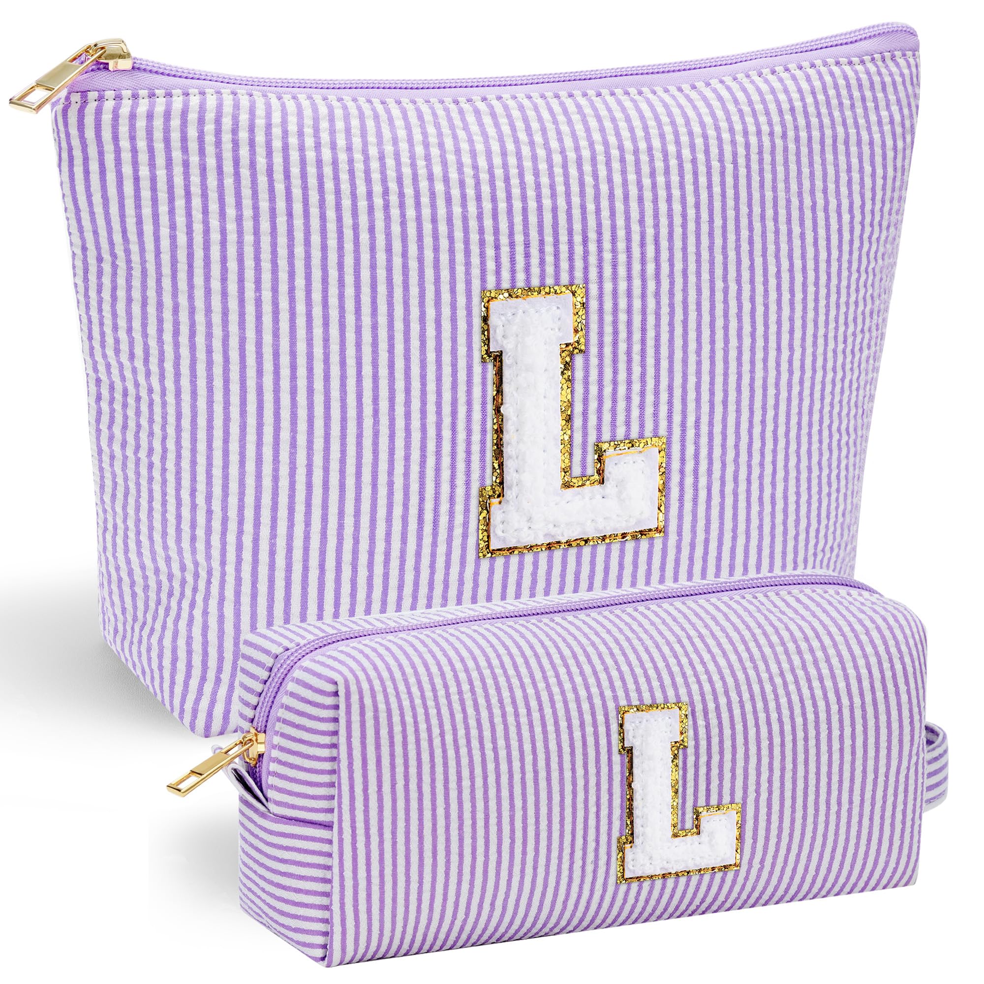 YOOLIFE makeup bag with chenille initial front offers personalized gift-ready style.