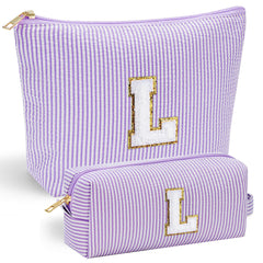 YOOLIFE makeup bag with chenille initial front offers personalized gift-ready style.