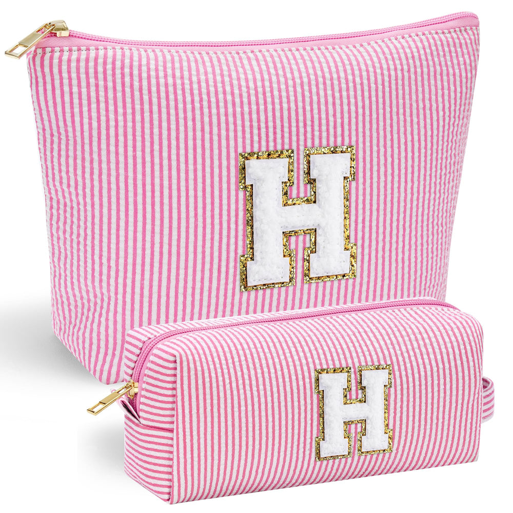 YOOLIFE pink makeup bag front-chenille design ideal for personalized birthday gifts.